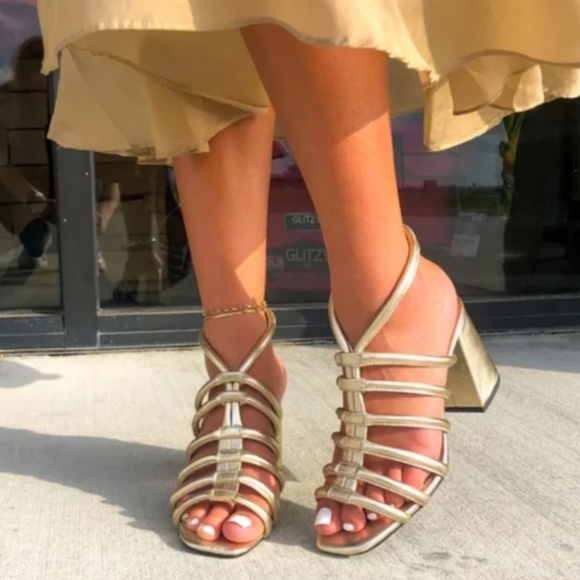 FREE PEOPLE Colette Cinched Heels Sandals Champagne Size EU 40 - Picture 2 of 13